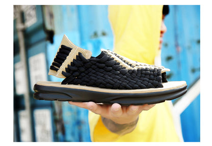 Men's woven thick-soled sandals