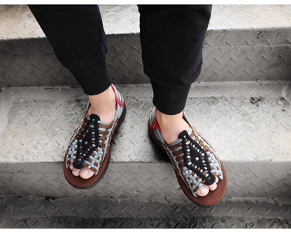 Men's woven thick-soled sandals