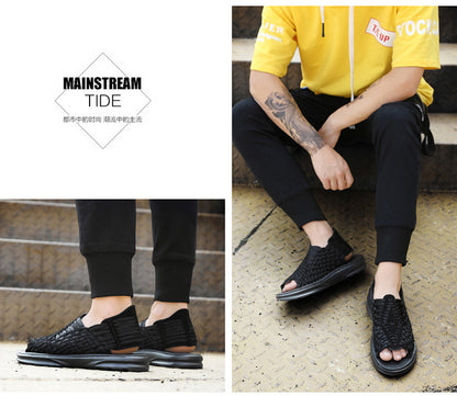 Men's woven thick-soled sandals