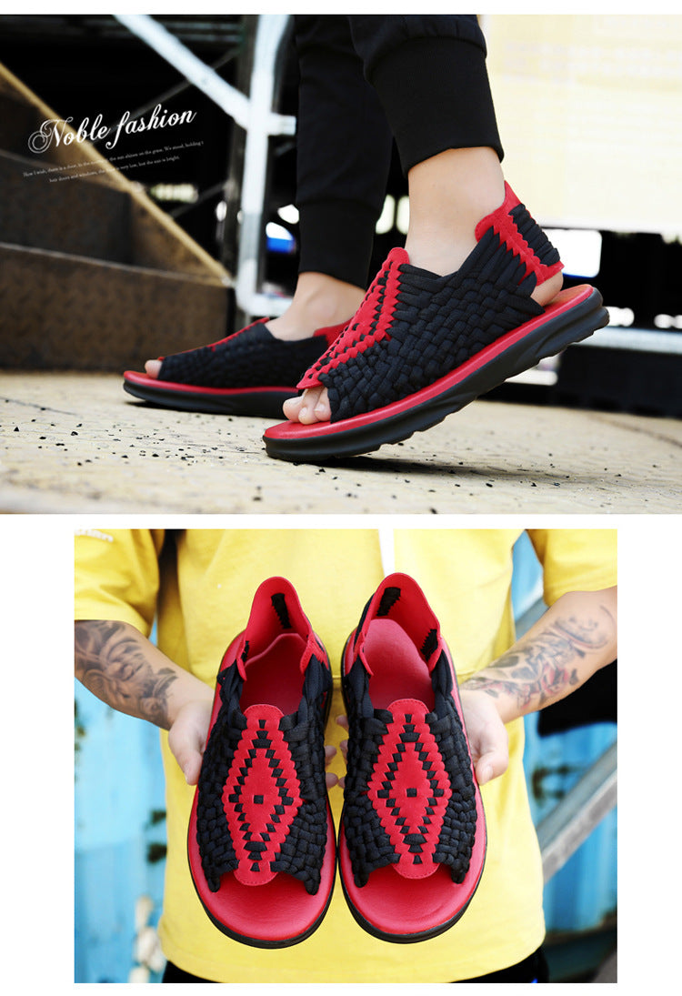 Men's woven thick-soled sandals
