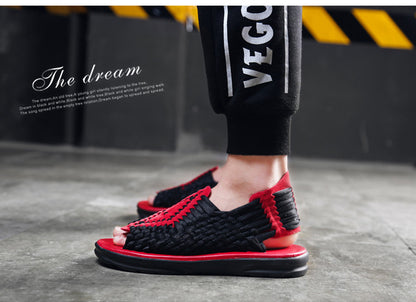 Men's woven thick-soled sandals