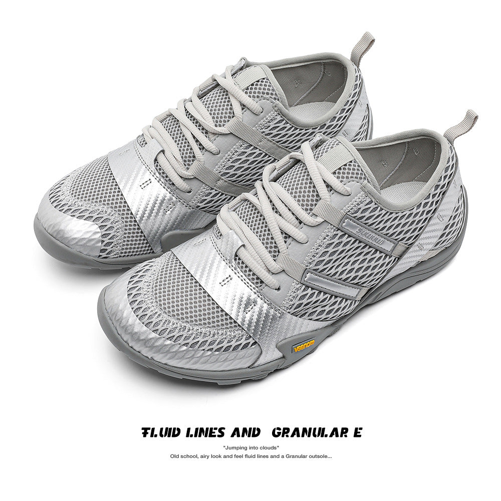 Men's liquid silver mesh thin-soled sports shoes