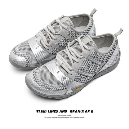 Men's liquid silver mesh thin-soled sports shoes