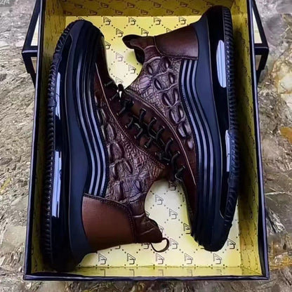 Men's waterproof crocodile leather shoes