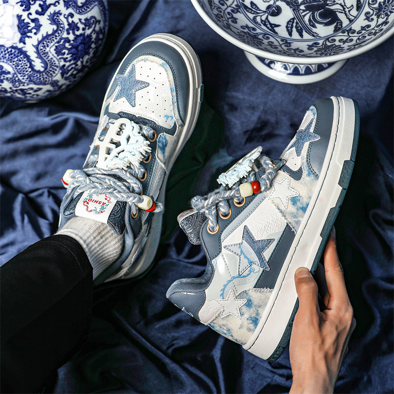 Men's blue and white porcelain sneakers