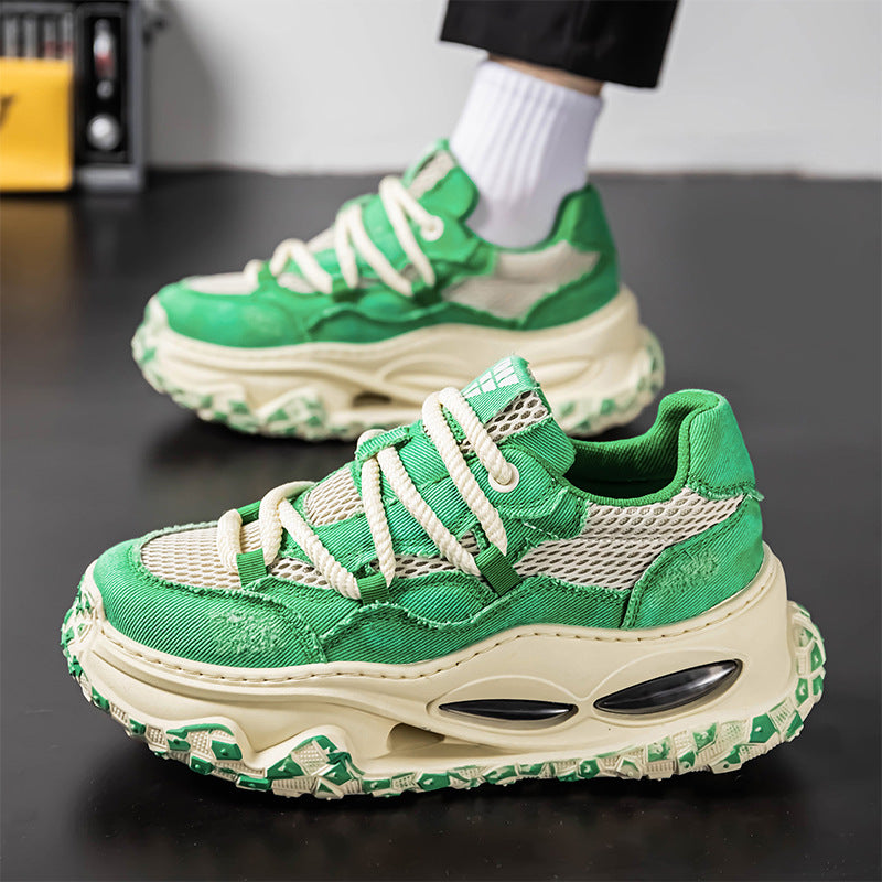 Men's Denim Mesh Thick-soled Shoes