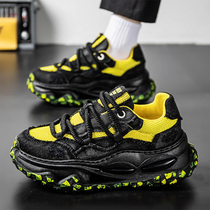 Men's Denim Mesh Thick-soled Shoes