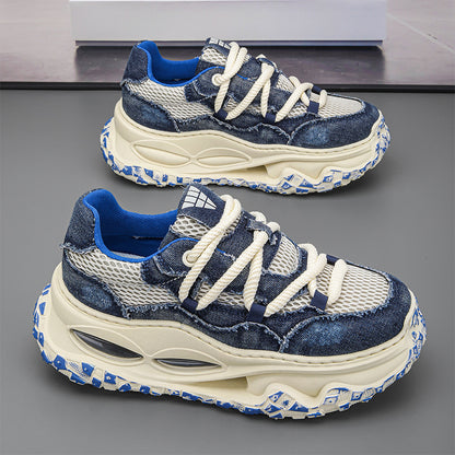 Men's Denim Mesh Thick-soled Shoes