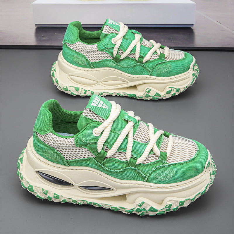 Men's Denim Mesh Thick-soled Shoes