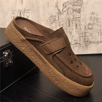 Men's Calfskin Breathable Toe-Cap Outdoor Slippers
