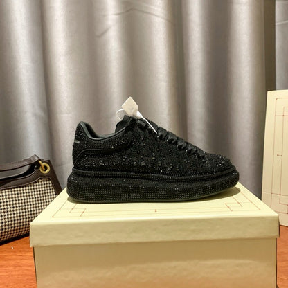 Women's Diamond-Encrusted Cowhide Platform Shoes