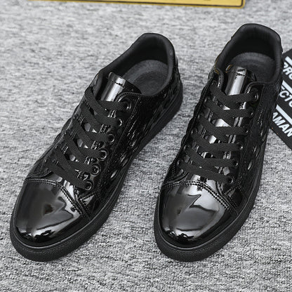 Men's Crocodile-Patterned Glossy Sneakers