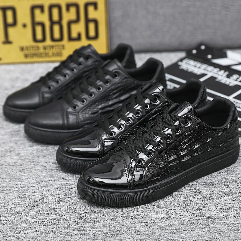 Men's Crocodile-Patterned Glossy Sneakers