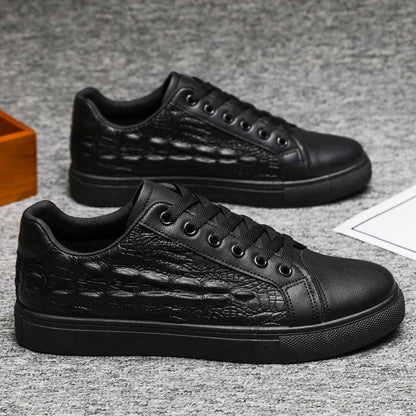 Men's Crocodile-Patterned Glossy Sneakers