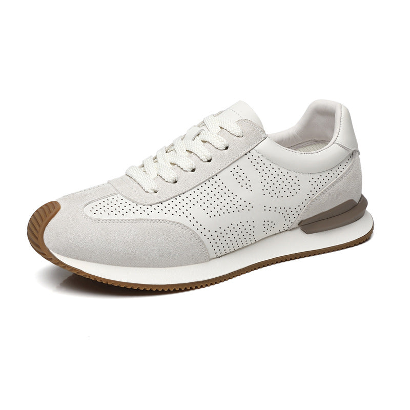 Men's First-Layer Cowhide Casual White Shoes