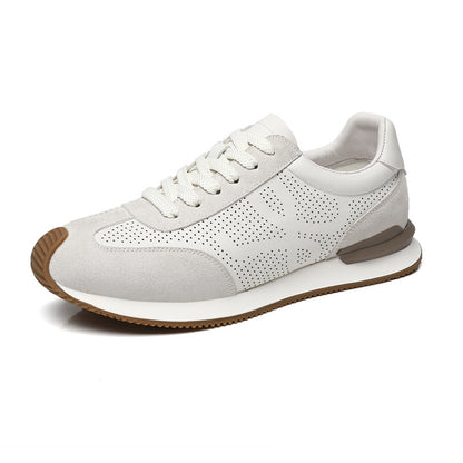 Men's First-Layer Cowhide Casual White Shoes