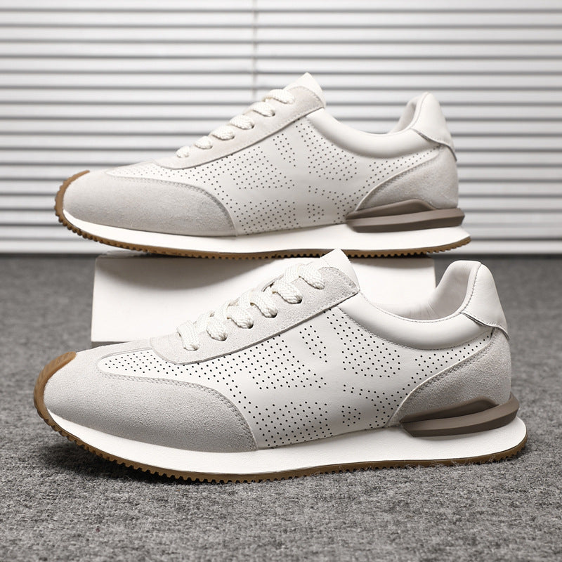 Men's First-Layer Cowhide Casual White Shoes