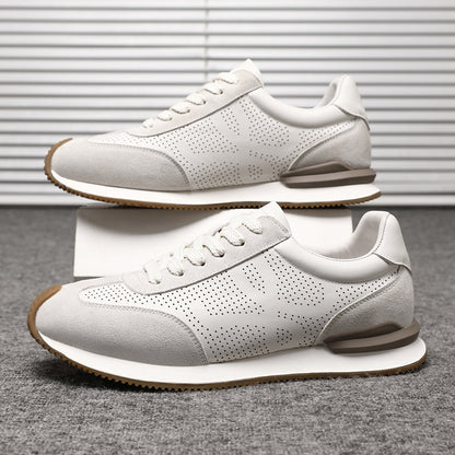 Men's First-Layer Cowhide Casual White Shoes