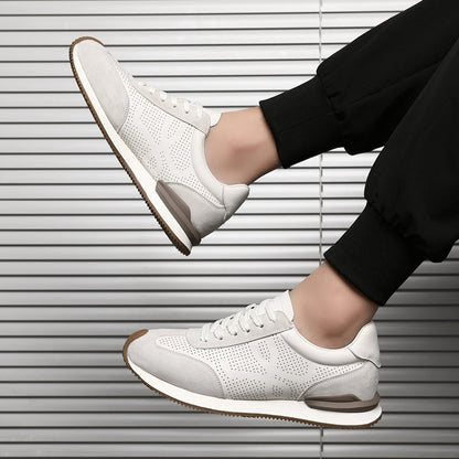 Men's First-Layer Cowhide Casual White Shoes