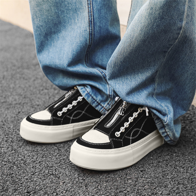 Men's Trendy Soft-Soled Zip Canvas Shoes