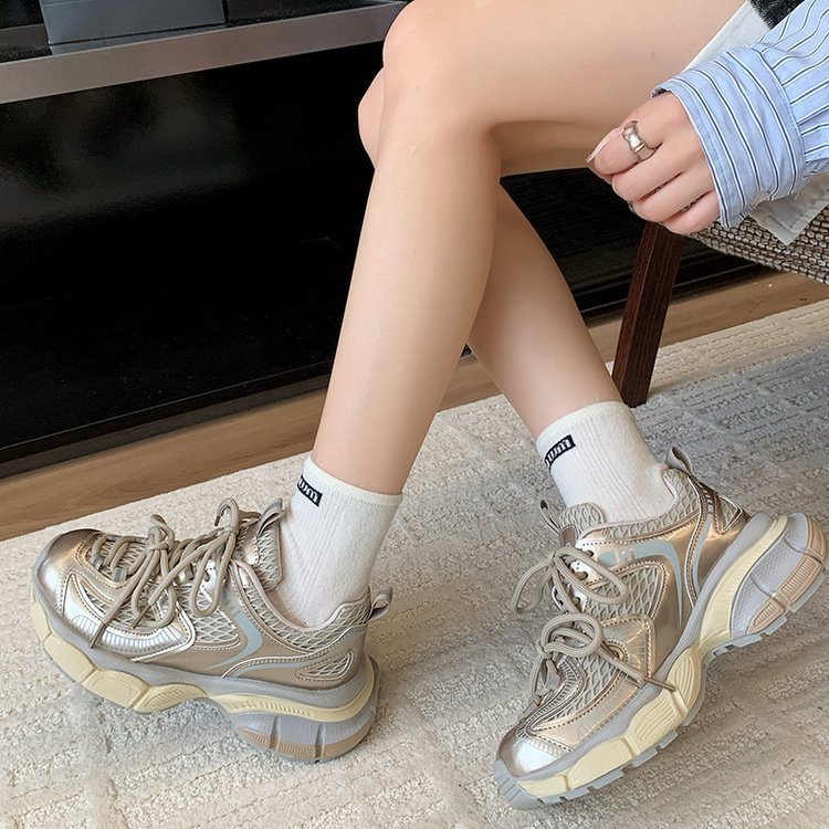 Women's Thick-Soled Lightweight Shoes with Reflective Straps