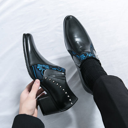 Men's Pointed-Toe Rivet Slip-On Leather Shoes