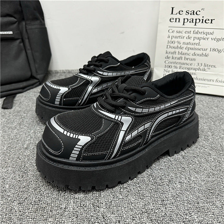 Men's Mesh Personality Shoes with Silver Sparkle Stripes