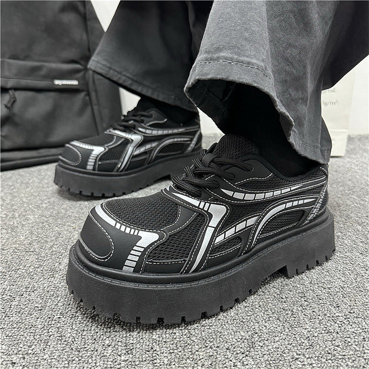 Men's Mesh Personality Shoes with Silver Sparkle Stripes