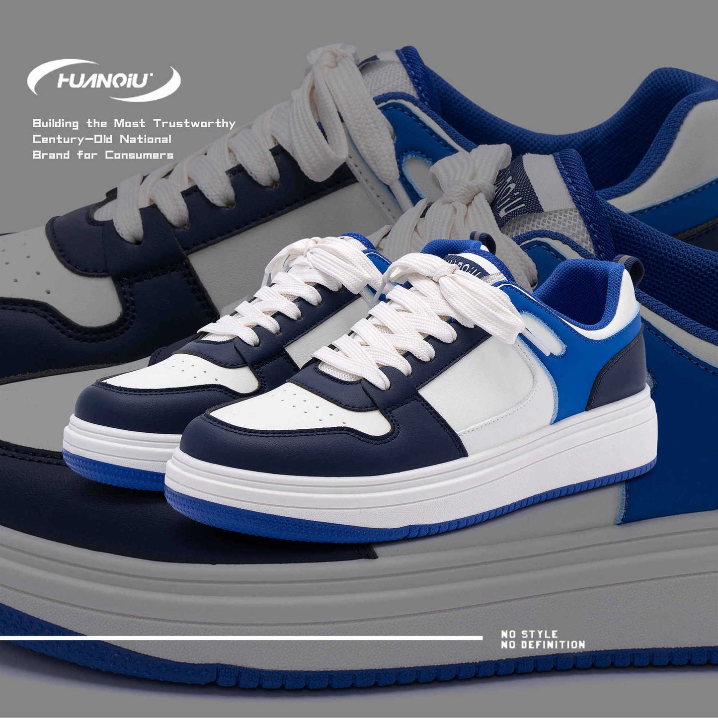 Men's Color-Block White Sneakers