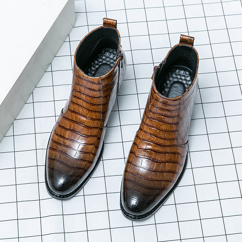 Men's British-Style High-Top Leather Boots