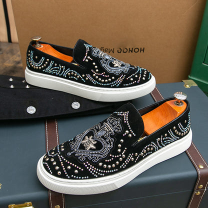 Men's Rivet Crystal Slip-On Sneakers