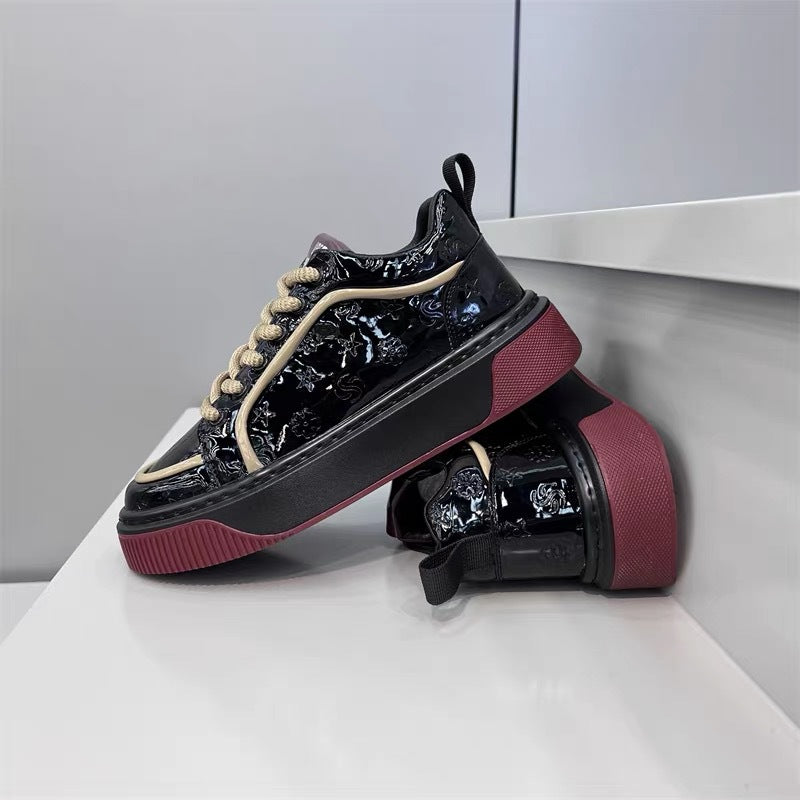 Men's High-End Printed Leather Sneakers