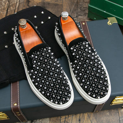Men's Rivet Crystal Slip-On Sneakers