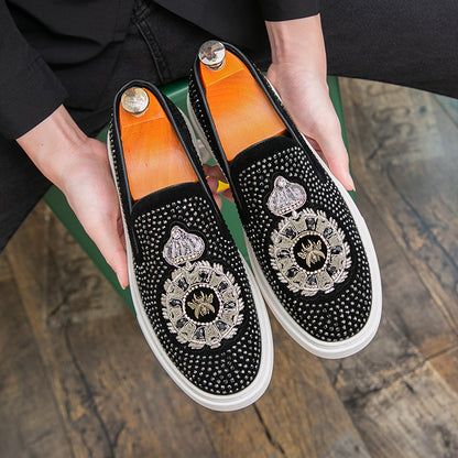 Men's Rivet Crystal Slip-On Sneakers