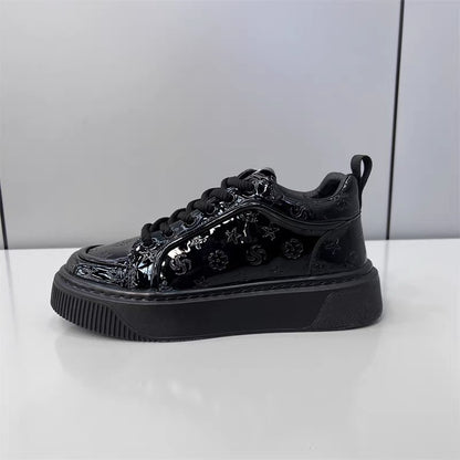 Men's High-End Printed Leather Sneakers