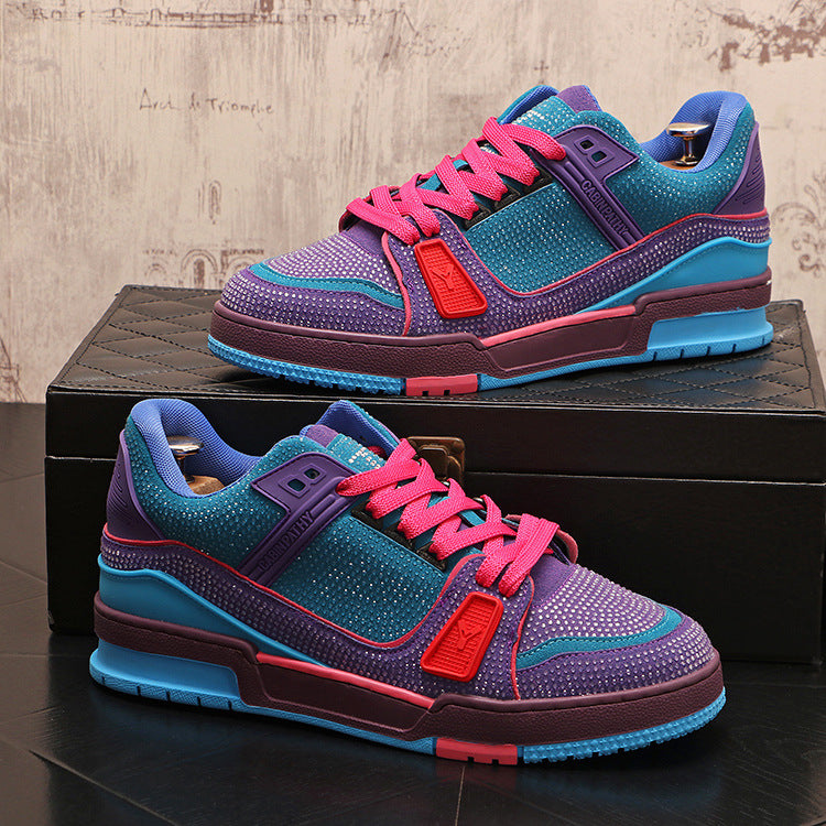 Men's Personality Color-Block Rhinestone Fashion Sneakers