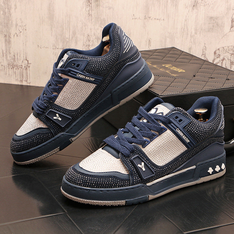 Men's Personality Color-Block Rhinestone Fashion Sneakers