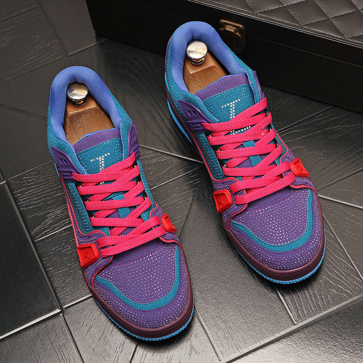Men's Personality Color-Block Rhinestone Fashion Sneakers