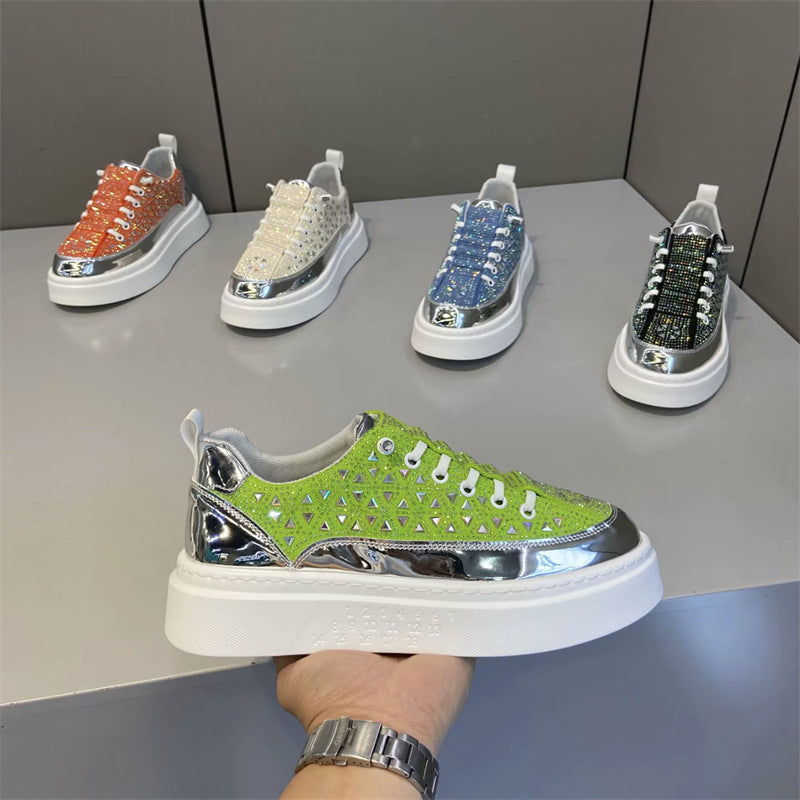 Men's Rhinestone-Embellished Slip-On Flexible-Soled Skate Shoes