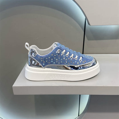 Men's Rhinestone-Embellished Slip-On Flexible-Soled Skate Shoes