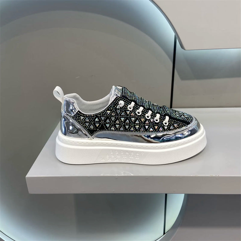 Men's Rhinestone-Embellished Slip-On Flexible-Soled Skate Shoes