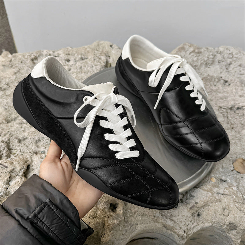Men's Designer Diagonal-Lace Flat Retro Sneakers
