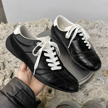 Men's Designer Diagonal-Lace Flat Retro Sneakers