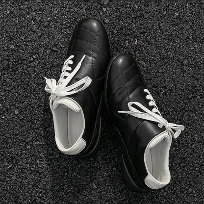 Men's Designer Diagonal-Lace Flat Retro Sneakers