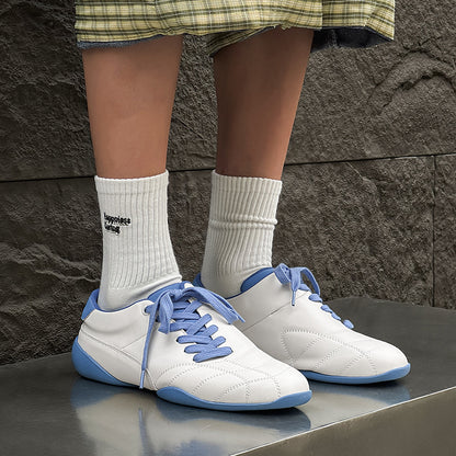 Men's Designer Diagonal-Lace Flat Retro Sneakers