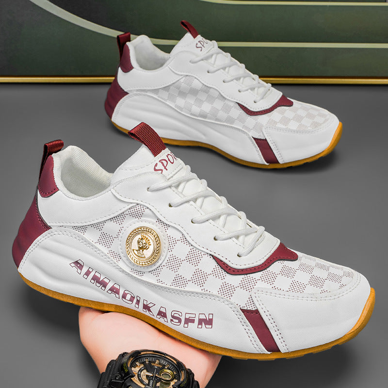 Men's Plaid Gold-Logo Lightweight Sneakers