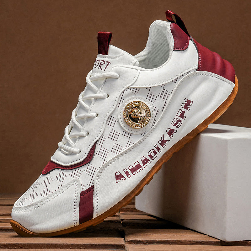 Men's Plaid Gold-Logo Lightweight Sneakers