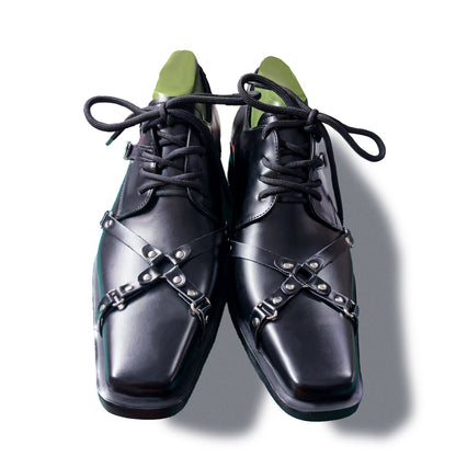 Men's Belt-Buckle Punk-Style Leather Shoes