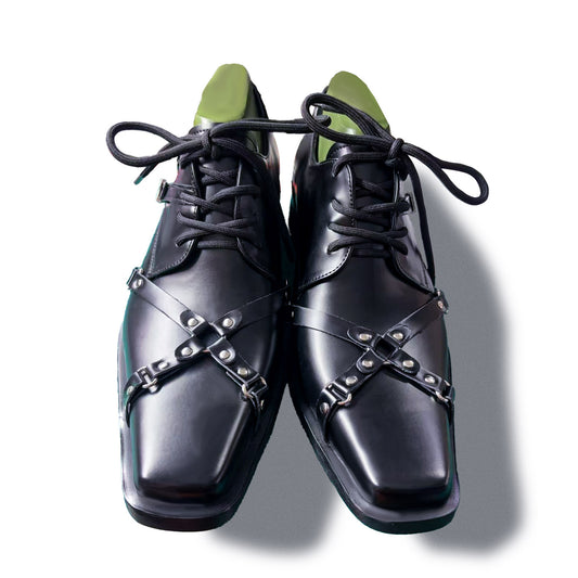 Men's Belt-Buckle Punk-Style Leather Shoes