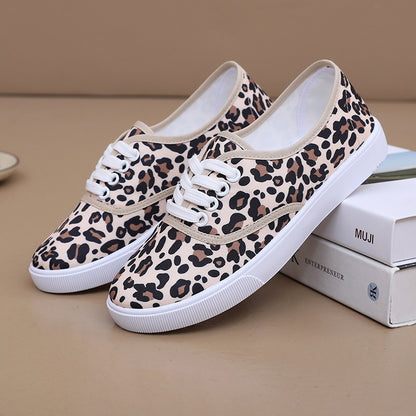 Leopard Print Low-Top Canvas Shoes